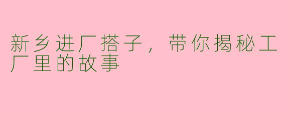 新乡进厂搭子，带你揭秘工厂里的故事