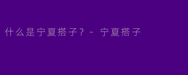 什么是宁夏搭子？-宁夏搭子