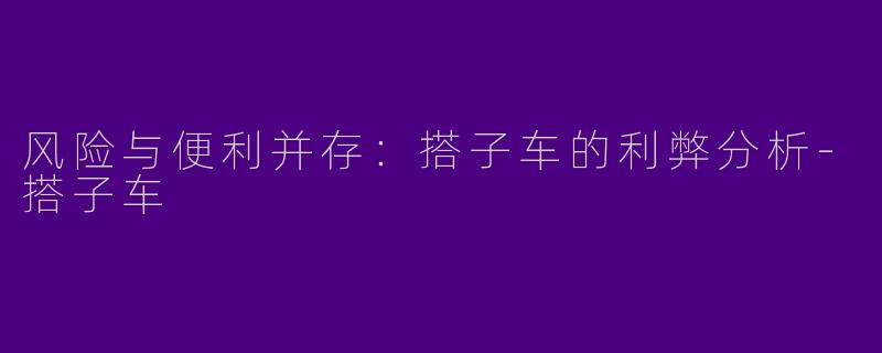 风险与便利并存：搭子车的利弊分析-搭子车