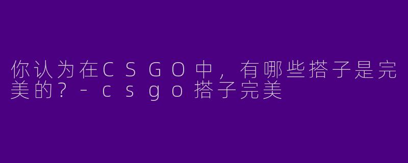 你认为在CSGO中，有哪些搭子是完美的？