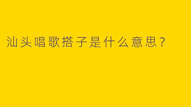 汕头唱歌搭子是什么意思?
