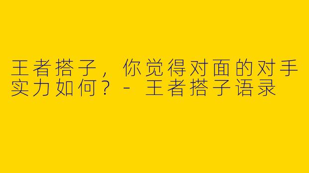 王者搭子，你觉得对面的对手实力如何？