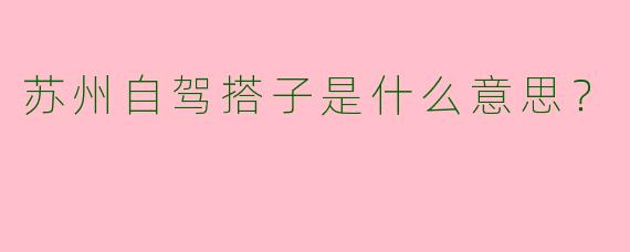 苏州自驾搭子是什么意思？