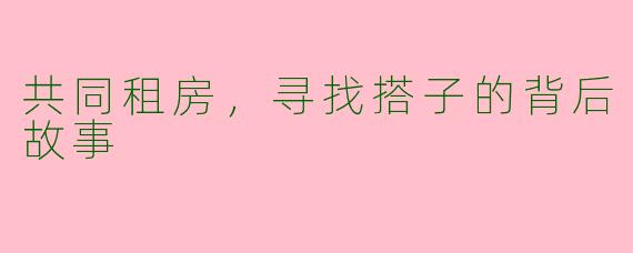 共同租房,寻找搭子的背后故事
