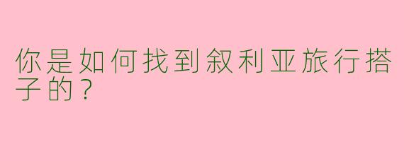 你是如何找到叙利亚旅行搭子的?