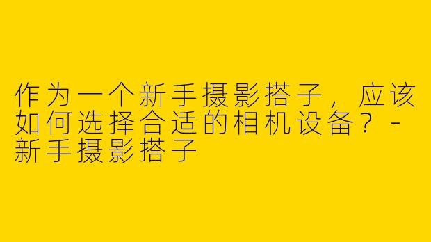 作为一个新手摄影搭子,应该如何选择合适的相机设备?