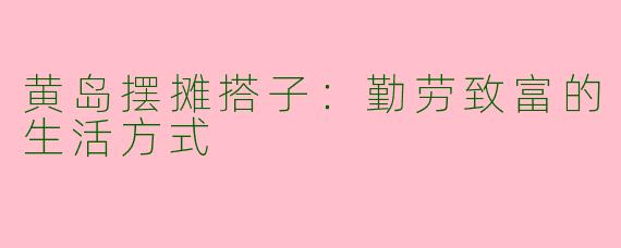 黄岛摆摊搭子：勤劳致富的生活方式 