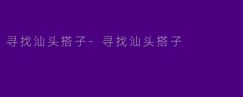 寻找汕头搭子
