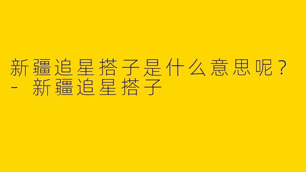新疆追星搭子是什么意思呢？