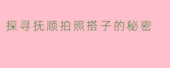 探寻抚顺拍照搭子的秘密