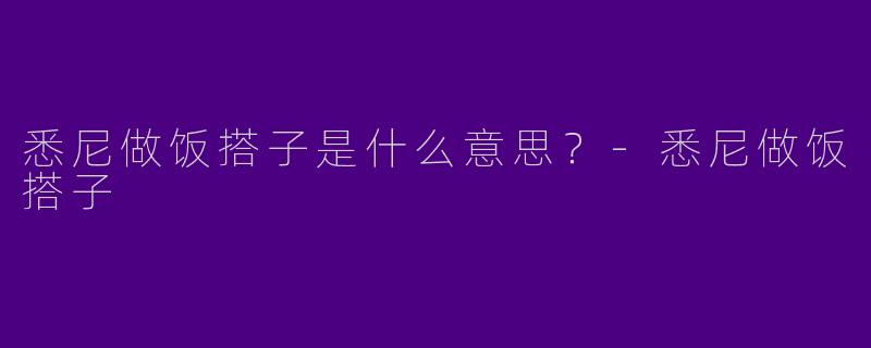 悉尼做饭搭子是什么意思?