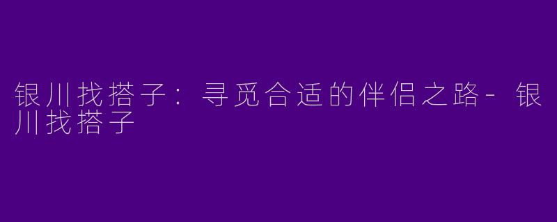 银川找搭子：寻觅合适的伴侣之路-银川找搭子
