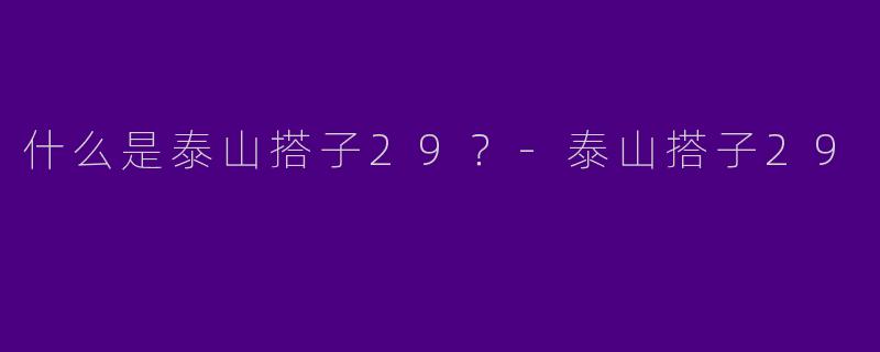 什么是泰山搭子29？