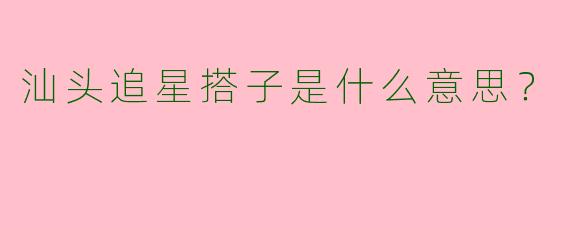 汕头追星搭子是什么意思？