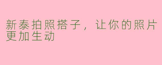 新泰拍照搭子，让你的照片更加生动