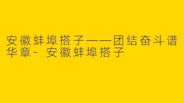 安徽蚌埠搭子——团结奋斗谱华章