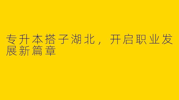 专升本搭子湖北，开启职业发展新篇章