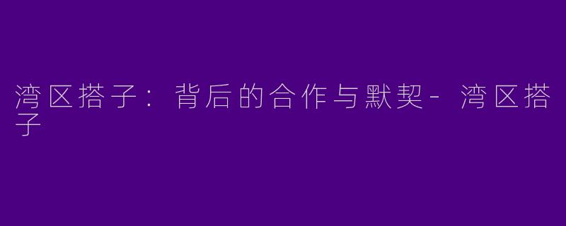 湾区搭子：背后的合作与默契-湾区搭子