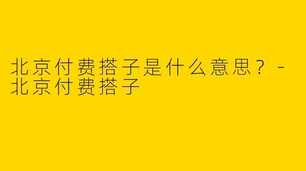 北京付费搭子是什么意思？