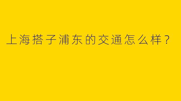 上海搭子浦东的交通怎么样?