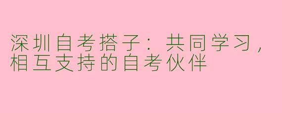 深圳自考搭子：共同学习，相互支持的自考伙伴