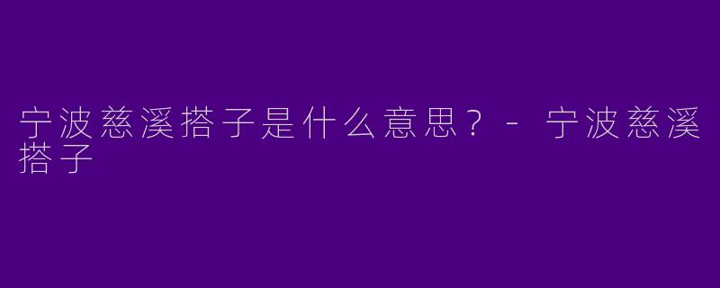 宁波慈溪搭子是什么意思?