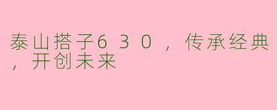 泰山搭子630，传承经典，开创未来