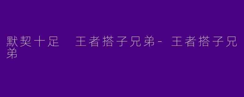 默契十足 王者搭子兄弟