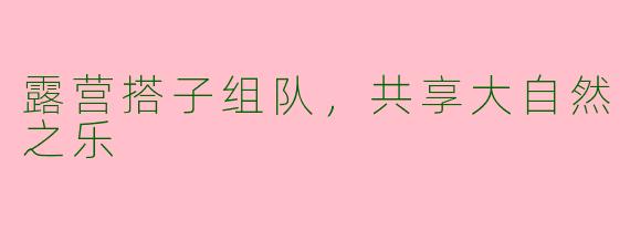 露营搭子组队，共享大自然之乐