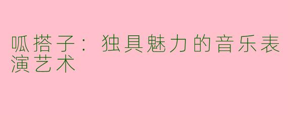 呱搭子：独具魅力的音乐表演艺术