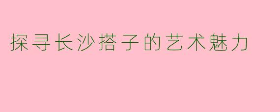 探寻长沙搭子的艺术魅力