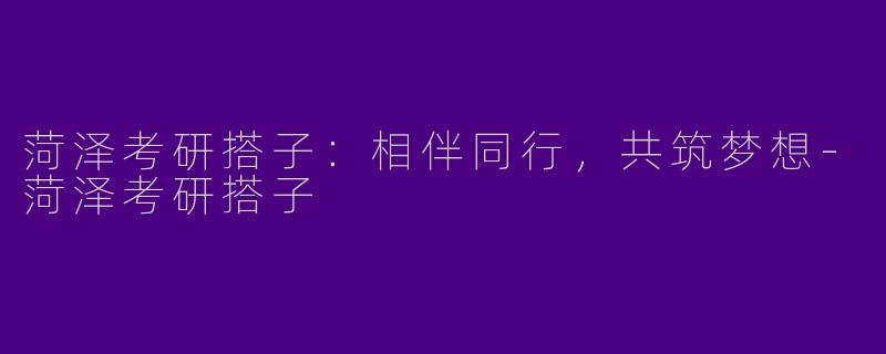 菏泽考研搭子：相伴同行，共筑梦想-菏泽考研搭子