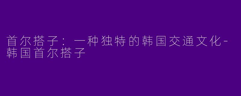 首尔搭子：一种独特的韩国交通文化-韩国首尔搭子