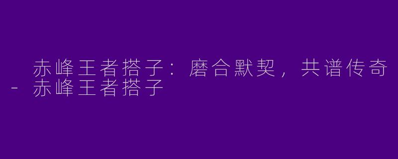  赤峰王者搭子：磨合默契，共谱传奇-赤峰王者搭子
