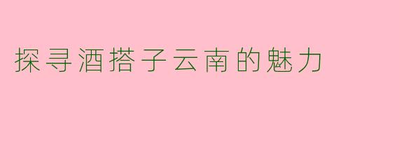 探寻酒搭子云南的魅力