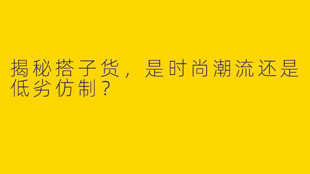 揭秘搭子货，是时尚潮流还是低劣仿制？
