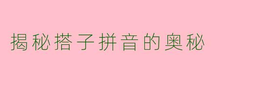 揭秘搭子拼音的奥秘