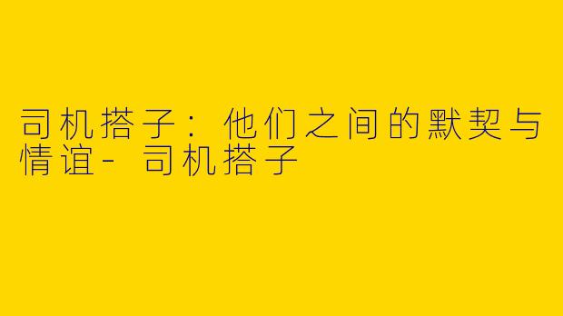 司机搭子:他们之间的默契与情谊