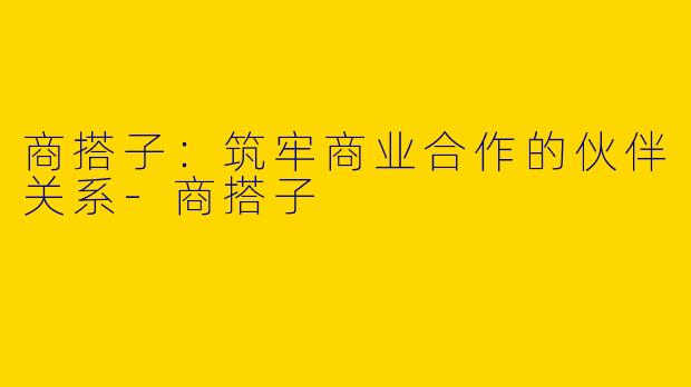 商搭子：筑牢商业合作的伙伴关系-商搭子