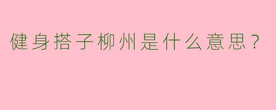 健身搭子柳州是什么意思？