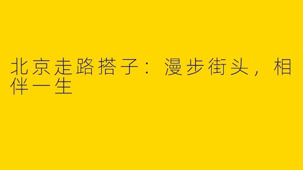 北京走路搭子:漫步街头,相伴一生