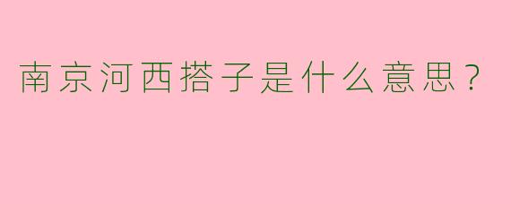 南京河西搭子是什么意思？
