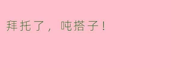 拜托了,吨搭子!