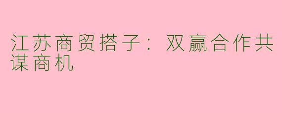 江苏商贸搭子：双赢合作共谋商机