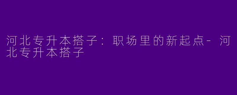 河北专升本搭子：职场里的新起点-河北专升本搭子