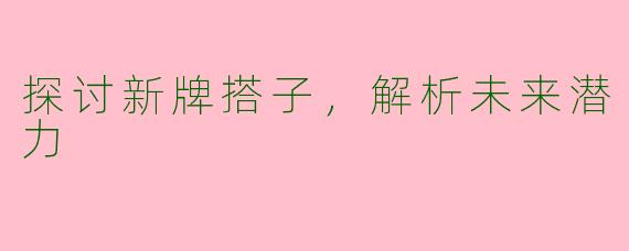 探讨新牌搭子，解析未来潜力