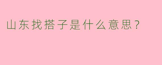 山东找搭子是什么意思?