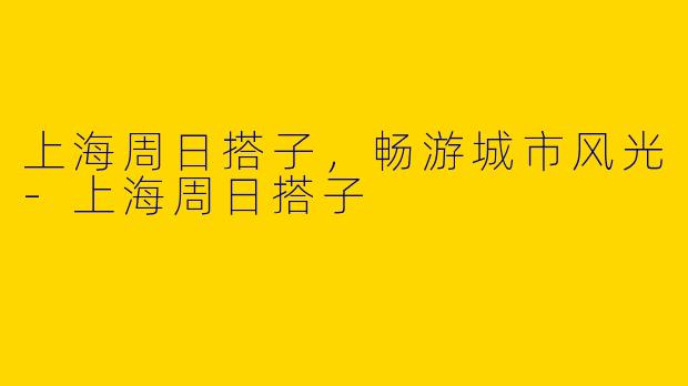 上海周日搭子，畅游城市风光-上海周日搭子