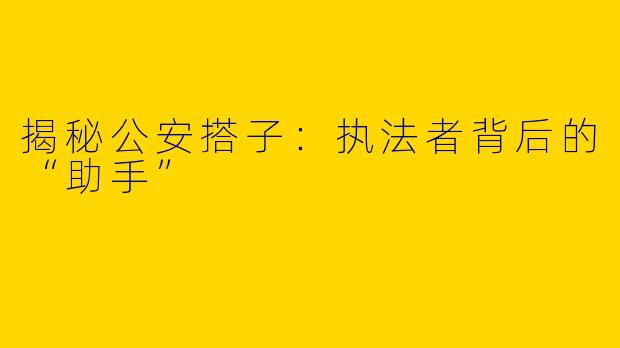 揭秘公安搭子:执法者背后的“助手”
