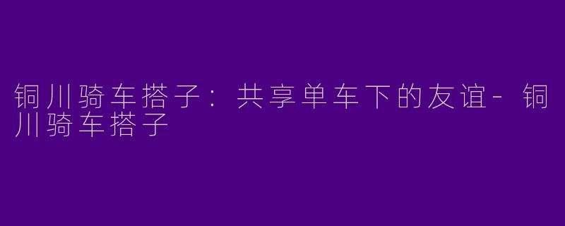 铜川骑车搭子:共享单车下的友谊